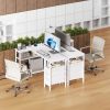 47 Inch L Shaped Desk with Power Outlets, Computer Desk with 3 Drawers, Shelves, Monitor Stand, Corner Work, White