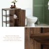 34"H x 24' W x 13"D Bathroom Cabinet with Steel Frame, 3 Shelves, Brown