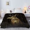 Wilderness Deer Flannel Throw Blanket, Realistic Animal Blankets Soft Cozy Fleece Throws for Wildlife Lover Bed Sofa Dorm Living Room Decor Gifts