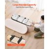 Oval Storage Ottoman Bench, Foldable Teddy Fleece End of Bed Bench, Folding Upholstered Bed Ottoman Chest with Large Storage Space, Supports 660 lbs
