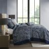 5 Piece Jacquard Bedspread Set with Throw Pillows Navy King