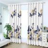 Butterfly and Floral Print Semi-Blackout Curtain Set, 2 Panels 52 x 84 Inches Each