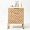 Modern Bedside Nightstand with Metal Frame 3 Drawers Bedside End Table for Bedroom Furniture And Decor