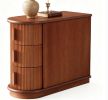 Narrow Wood End Table with 3-Drawer Nightstand Side Table for Living Room Bedroom Rustic Modern Furniture