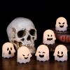 DRomance Halloween Ghost Lights Flameless Candles Battery Operated with Remote and Timer 6 Pack Spooky White LED Votive Candles Dimmable Light Hallowe