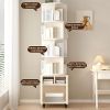 Rotating Bookshelf, 360 Degree Display 5 Tier Corner Bookshelf with Drawer for Small Space, Floor Standing Bookcase Storage Rack