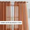 2 Piece Thick Premium Semi Sheer Voile Window Curtain Grommet Panels for Bedroom & Living Room (54" W x 84" L, Rust Orange)