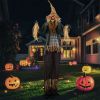 7 FT Halloween Decoration Animated Standing Scary Scarecrow with Light-up Eyes for Hunted Houses