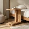C-Shaped End Table Wood Side Table Nightstand Bedside Table Rustic  Living Room Bedroom Furniture