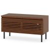 Mid Century Fluted TV Stand for 40" TV with 2 Hidden Compartments and Metal Legs Quality Hinges with As A TV Stand, Display Case and Storage Cabinet