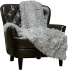 Premium Wolf Faux Long Fur Throw Blanket - Soft, Fuzzy Throw Blanket - for Bed or Couch - 50" x 65" - Frost Tip Black