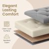 Large Storage Ottoman Bench, End of Bed Bench with Tufted Linen-Look Fabric, Light Gray