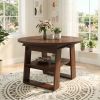 43.3"-59" Extendable Round Dining Table for 4-6, Round-to-Oval Kitchen Table with Built-In Flip-Up Extension Leaf
