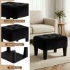 Small Footstool Ottoman with Thick Cushion, Angled Legs, Hidden Storage Compartment, Ink Black