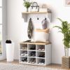 2-in-1 Coat Rack Shoe Bench Set 9 Pair Storage Cabinet Hall Tree Entryway Hallway Mudroom Bedroom Organizer White