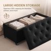 Ink Black Storage Ottoman Bench, End of Bed Bench with Removable Cover, Large, Contemporary, Tufted