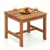 17 Acacia Wood Outdoor Side Table, Square Slatted Patio End Table with Drainage Design
