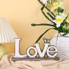 Love Sign Decoration, White+Silver Love Statue for Home Decor, Personalized Bird Sculpture Chrome Style Figurine, Desktop,Living Room, Bedroom