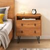 Mid Century Modern 2-Drawer Nightstand with Storage Compartment