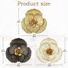 3 Pcs Metal Flower Wall Art Set 10 Inch Rustic Modern Floral Sculpture 3D Metal Flower Wall Hanging Accent for Indoor Living Room Bedroom Kitchen Bath