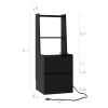 Tall Nightstand with Charging Station,Modern Bedside Tables with Storage Shelves & 2 Drawers for Bedroom,Black