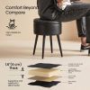 Round Storage Vanity Stool, Ink Black on Ink Black