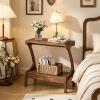 Narrow Wood End Table with 2-Tier Storage Shelf Side Table for Living Room Bedroom Rustic Style Furniture
