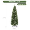 7.5ft Pre-lit Artificial Pencil Christmas Tree with 1000 Branch Tips & 350 Lights, Remote Control, 11 Light Modes, Green