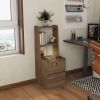 Tall Nightstand with Charging Station,Modern Bedside Tables with Storage Shelves & 2 Drawers for Bedroom,Brown