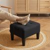 Small Footstool Ottoman with Thick Cushion, Angled Legs, Hidden Storage Compartment, Ink Black