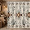 Western Shower Curtain, Rustic Country Southwestern Aztec Tribal Geometric Cactus Shower Curtain fo Bathroom Decor Set