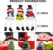 Christmas Figurines, Set of 3 Resin Santa Snowman Sitters with Dangling Legs
