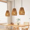 7" Set of 3 Rustic Hemp Rope Pendant Light, Handcrafted Farmhouse Hanging Light Fixture, Adjustable Height Ceiling Lamp for Kitchen Island