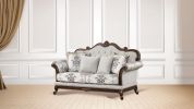 Gloria Traditional Style button tufted Loveseat Ivory