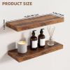 Floating Shelves Set of 2, Rustic Brown Wall Mounted Shelves, 15.8 in Wood Wall Shelf with Iron Brackets for Living Room, Bathroom, Bedroom Decor