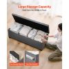 Storage Ottoman Bench, Button-Tufted End of Bed Bench with Side Bags, Flip-up Upholstered Storage Chest with Metal Frame