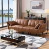 Futon Sofa Bed Leather Sleeper Sofa with Adjustable Backrest Loveseat Couch 3-in-1 Convertible Sofa Bed