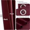 Burgundy Red Blackout Curtains for Bedroom Living Room 63 Inches Long 2 Panels