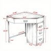 Triangle Corner Desk with 3 Drawers, Space-Saving Computer Desk & Makeup Vanity, Compact L-Shape Workstation for Small Spaces