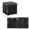 Wicker Patio Storage Ottomans with Cushions, Set of 2, B