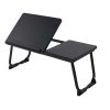 Folding Table with Adjustable Tilt Top and Foldable Legs, Black Woodgrain