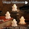 4PCS Ceramic Ghost Light Up Decor, Cute Ghost Halloween Decor