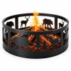 32in Fire Ring, Bear Pattern, Round, Iron