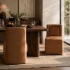 Set of 2 Camel PU Upholstered Dining Chairs, Fully Assembled,400lbs Capacity