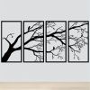 CIFbuy Modern Aluminum Dead Branch and Flying Bird Four-Piece Wall Art Minimalist Nature Theme Home Decor Holiday Gift(TikTok, temu pick-up service)