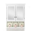 Bathroom Storage Cabinet, Medicine Cabinets for Bathroom with Mirror, 2 Doors 2 Adjustable Shelf + 3 Christmas Style Storage Basket