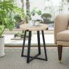 19in Indoor Round Manufactured Wood Bedroom Side Table Living Room Furniture Accent End Table, Oak