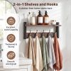 Heavy Duty Wall Mounted Coat Rack with Shelf, Industrial Metal Coat Hooks, Rustproof Entryway Organizer for Jackets, Hats, Bags, Hallway