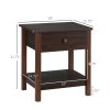 Dark Brown Nightstand with Drawer and Shelves Compact Design for Small Spaces Bedroom Furniture
