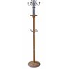 73" Tall Chrome and Wood Coat Rack, Oak finish